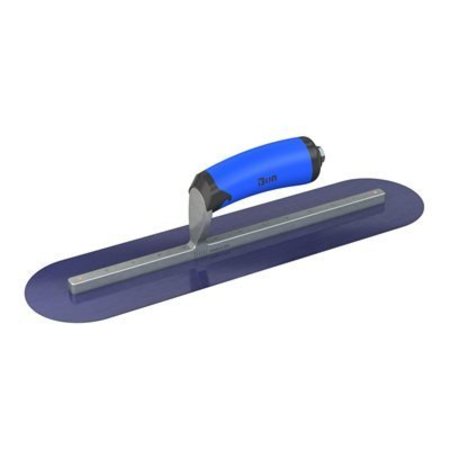BON TOOL Blue Steel Finishing Trowel - Round End - 16" x 3" with Comfort Wave Handle 67-157